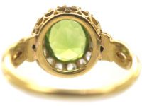 Edwardian 18ct Gold Peridot & Diamond Cluster Ring