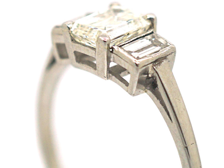 Art Deco Platinum Three Stone Diamond Ring