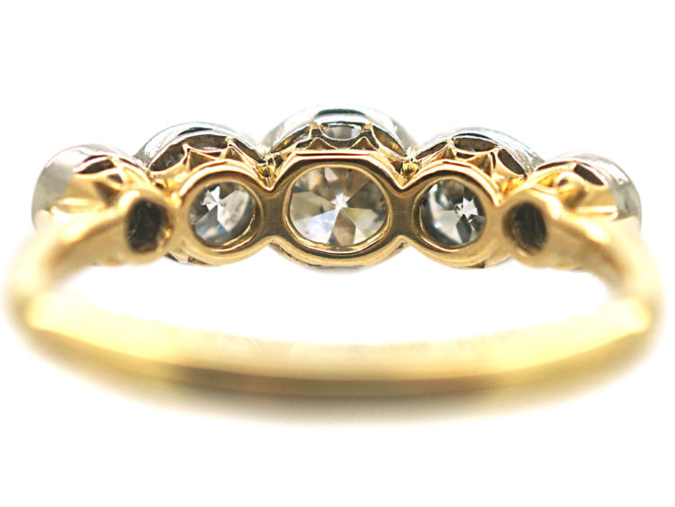 Edwardian 18ct Gold & Platinum, Five Stone Diamond Ring