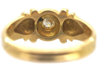 Edwardian 18ct Gold Diamond & Two Natural Split Pearls Ring