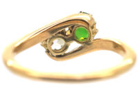 Edwardian 18ct Gold, Green Garnet & Diamond Ring