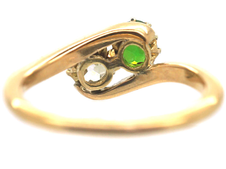 Edwardian 18ct Gold, Green Garnet & Diamond Ring