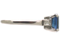 Art Deco Platinum, Sapphire & Baguette Diamond Ring