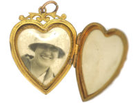 Edwardian Heart Shaped Locket set with Paste