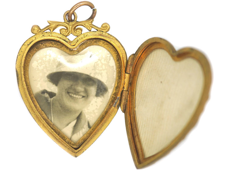 Edwardian Heart Shaped Locket set with Paste