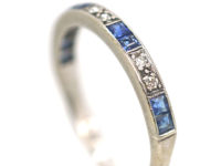 Art Deco 18ct White Gold Sapphire & Diamond Half Eternity Ring