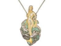 Art Nouveau Plique-a-Jour Silver Pendant of a Mermaid on Silver Chain