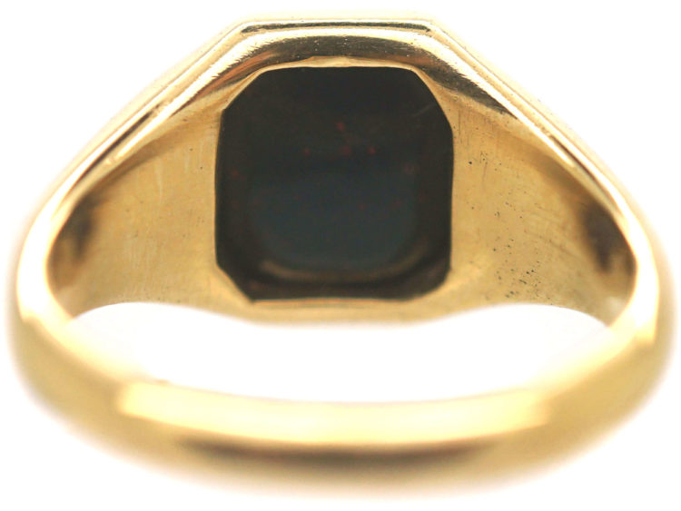 Art Deco 18ct Gold & Bloodstone Signet Ring