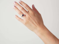 Art Deco Platinum, Sapphire & Baguette Diamond Ring