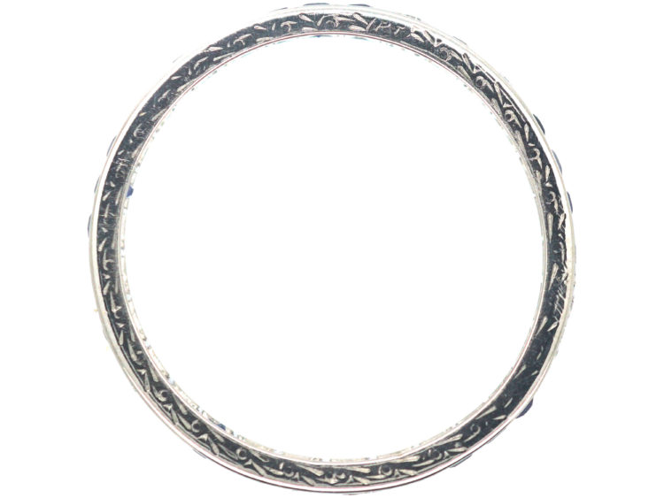 Art Deco Platinum, Sapphire & Diamond Narrow Eternity Ring