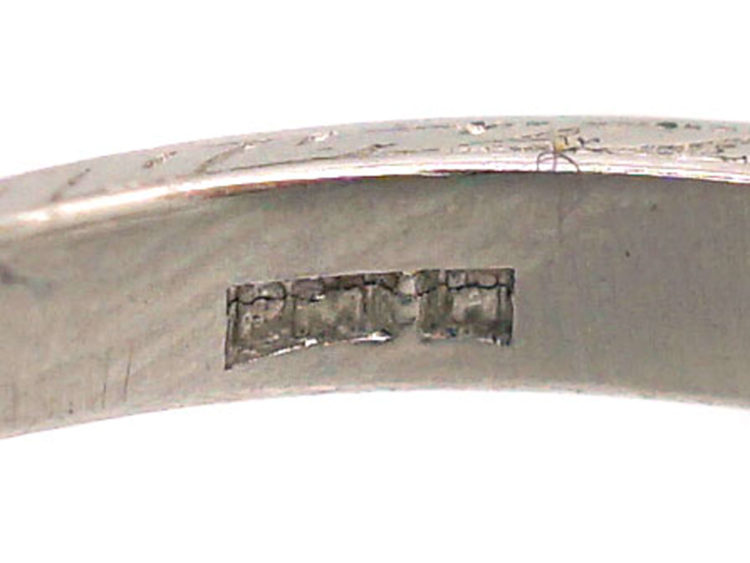 Art Deco Platinum Diamond Solitaire Ring with Diamond Set Shoulders