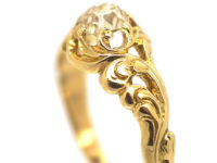 Victorian 18ct Gold Solitaire Ring with Foliate Shoulders