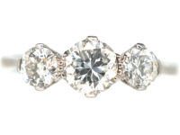 Art Deco 18ct White Gold Diamond Three Stone Ring