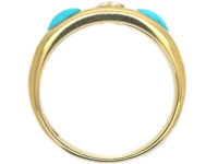 Victorian 18ct Gold, Rose Diamond & Pear Shaped Turquoise Forget Me Not Ring