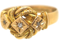 Edwardian 18ct Gold Knot Ring set with Three Diamonds