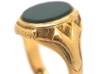 Large Victorian 15ct Gold & Bloodstone Signet Ring