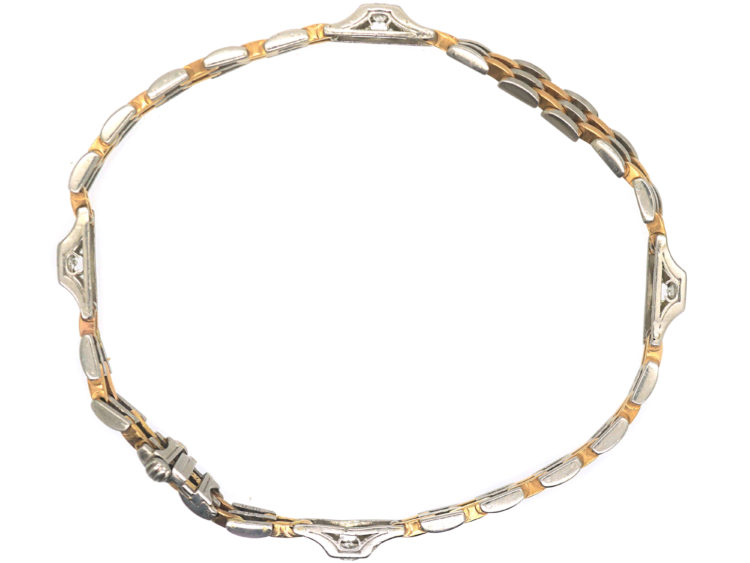 Art Deco Two Colour Platinum & 18ct Gold Diamond Bracelet