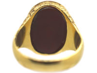 Victorian 18ct Gold Carnelian Intaglio of a Crest Signet Ring