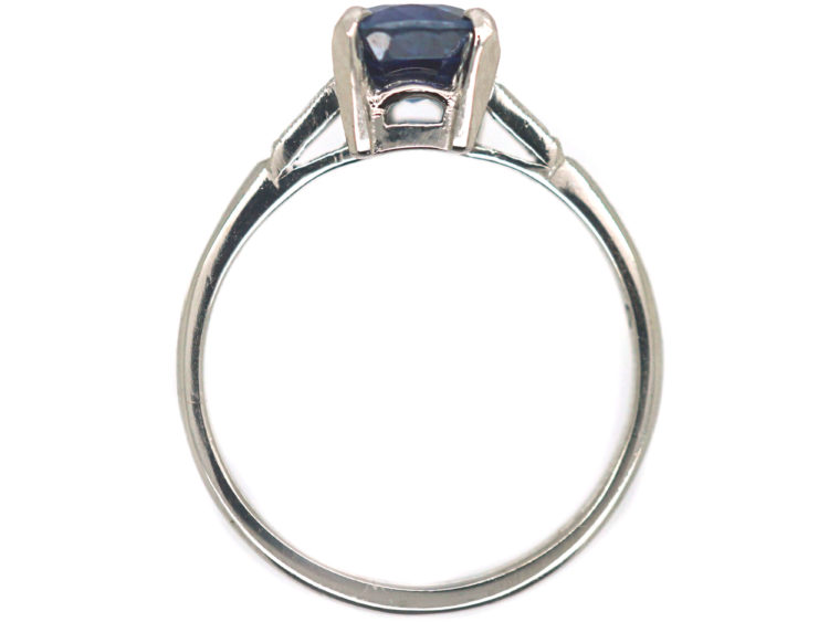 Art Deco Platinum, Sapphire & Baguette Diamond Ring