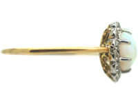 Edwardian 18ct Gold & Platinum, Opal & Diamond Cluster Ring