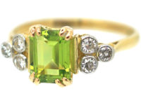 18ct Gold & Platinum Peridot & Diamond Ring by Alabaster & Wilson
