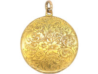 Victorian 18ct Gold Round Engraved Locket
