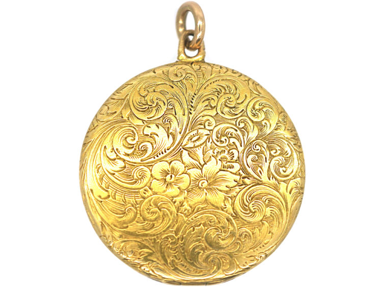 Victorian 18ct Gold Round Engraved Locket