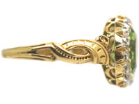 Edwardian 18ct Gold Peridot & Diamond Cluster Ring