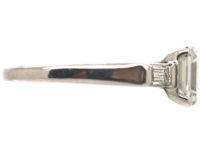 Art Deco Platinum, Emerald Cut & Baguette Cut Diamond Ring