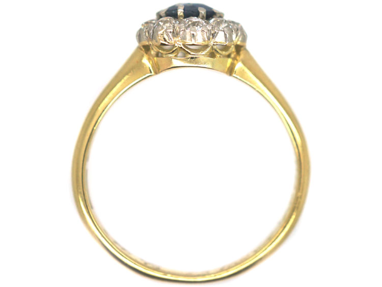 Edwardian 18ct Gold & Platinum, Sapphire & Diamond Cluster Ring