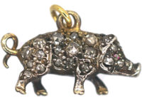 Rose Diamond Set Pig with Ruby Eyes