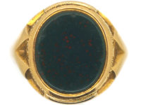 Large Victorian 15ct Gold & Bloodstone Signet Ring