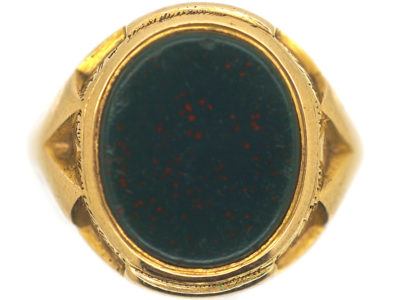 Large Victorian 15ct Gold & Bloodstone Signet Ring