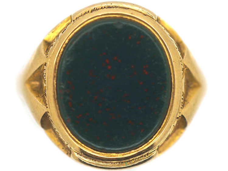 Large Victorian 15ct Gold & Bloodstone Signet Ring