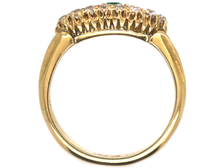 Edwardian 18ct Gold Emerald & Diamond Boat Shaped Ring