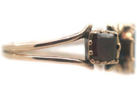 Georgian 9ct Gold Flat Cut Almandine Garnet Ring