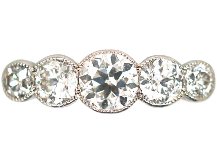 Edwardian 18ct Gold & Platinum, Five Stone Diamond Ring