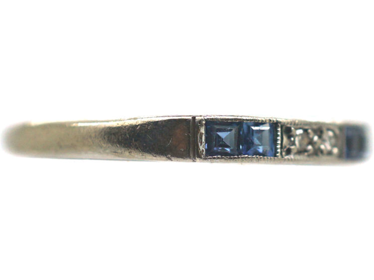 Art Deco 18ct White Gold Sapphire & Diamond Half Eternity Ring
