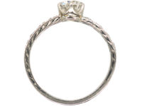 Art Deco Platinum Diamond Solitaire Ring with Diamond Set Shoulders