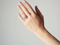 Art Deco Platinum & Diamond Plaque Ring with Flower Motif