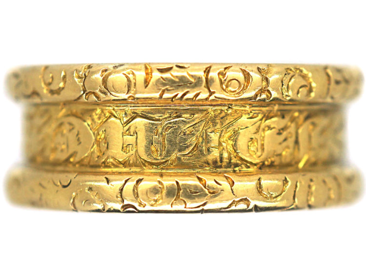 Georgian Wide 18ct Gold Memorial Ring