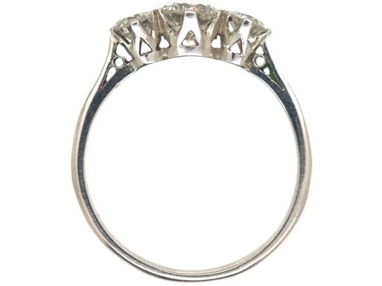 Art Deco 18ct White Gold Diamond Three Stone Ring