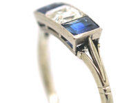 Art Deco Platinum, Sapphire & Diamond Three Stone Ring