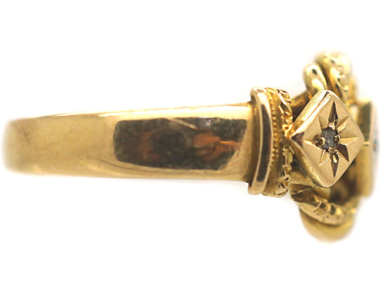 Edwardian 18ct Gold Knot Ring set with Three Diamonds