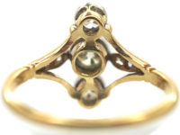 Art Deco 18ct Gold & Platinum, Three Stone Diamond Ring with Diamond Set Shoulders