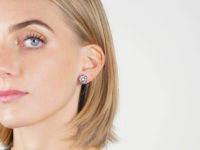 Art Deco 18ct White Gold & Platinum, Ruby & Diamond Target Earrings