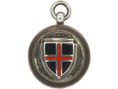 Art Deco Silver & Gold Pendant with Enamelled Shield Motif