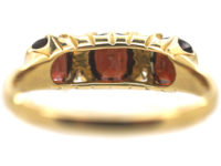 Edwardian 18ct Gold, Three Stone Garnet & Diamond Ring