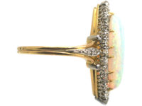 Edwardian 18ct Gold, Opal & Diamond Marquise Ring