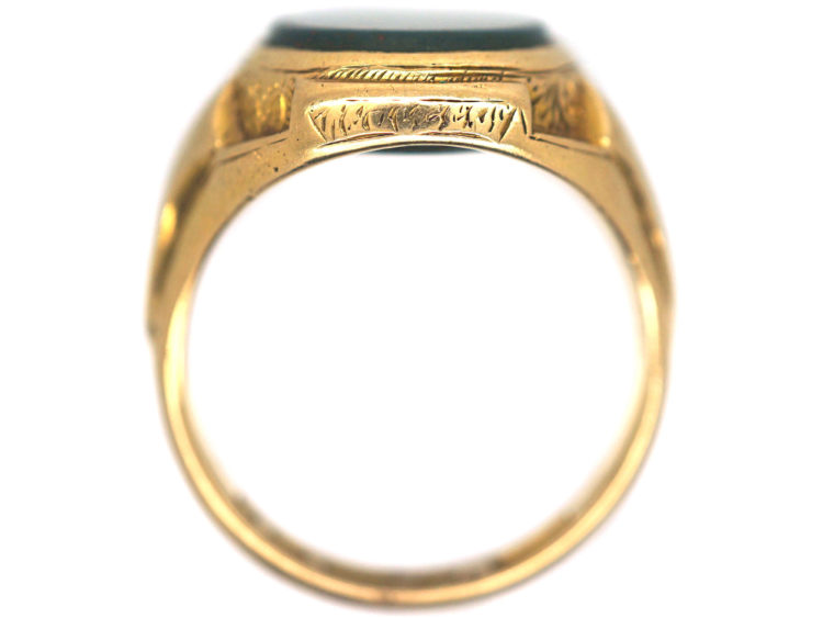 Large Victorian 15ct Gold & Bloodstone Signet Ring